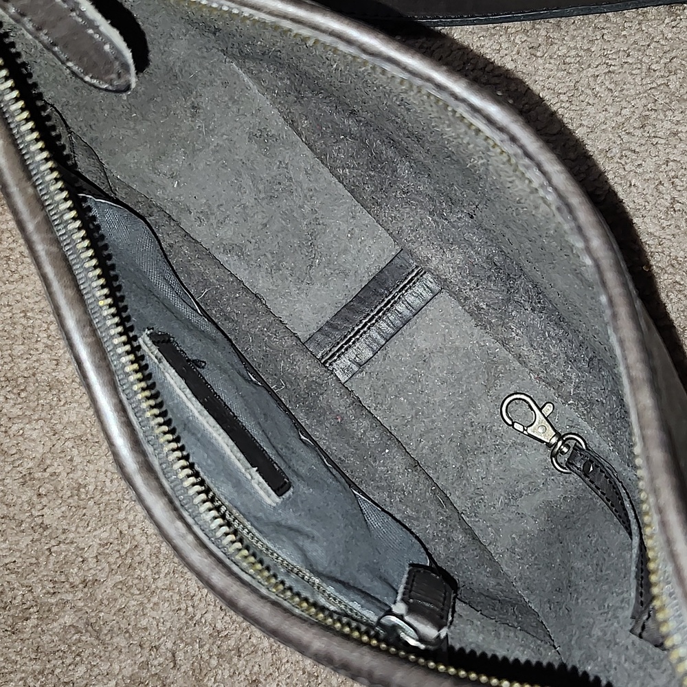 Frye Lucy Taupe Brown Gray Leather Shoulder Crossbody Purse Handbag Bag - Picture 12 of 13